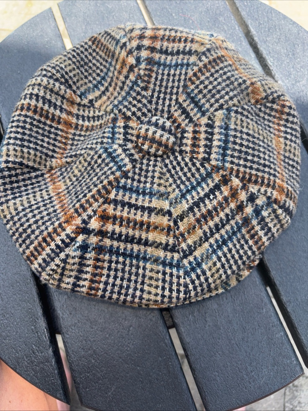 Vintage Stetson Glen Plaid Brown & Navy Plaid Newsboy Cap - Men Size 7 - Picture 3 of 11